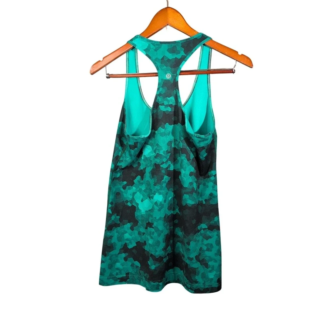 Lululemon 4-6 Cool Racerback Tank top Clouded Dreams Cosmic Teal Tight Fit Yoga